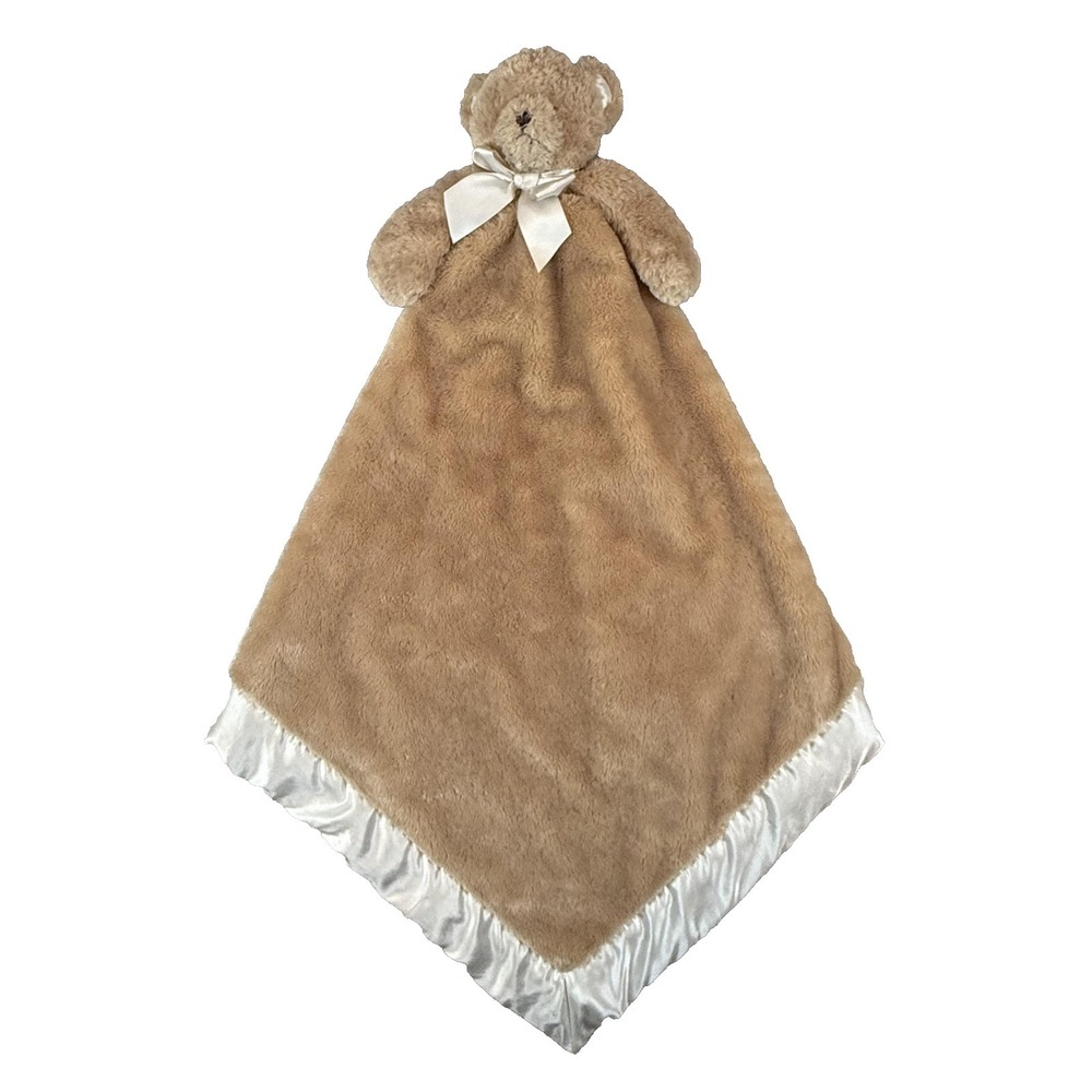Bearington Baby Collection Brown‎ Teddy Bear Security Blanket Lovey Satin Trim